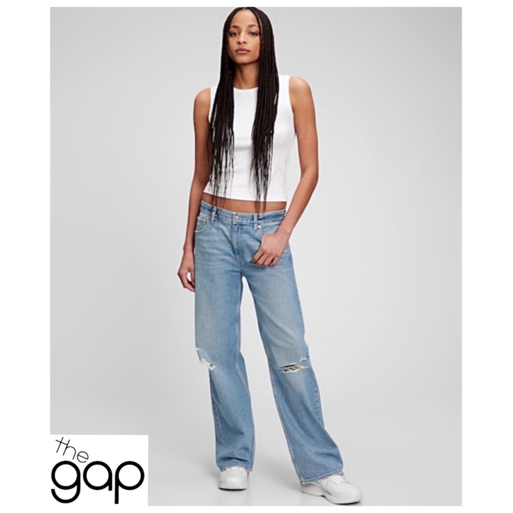 ‼️SALE-AS MARKED! NWTS-$100 GAP Low Stride Distressed Jeans Size 16 Laid Back